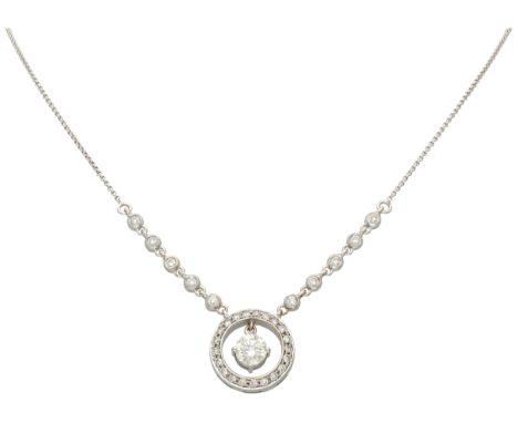 18K White gold necklace with central diamond of approx. 0.65 ct. diamond. Set with a brilliant cut diamond of approx. 0.65 ct