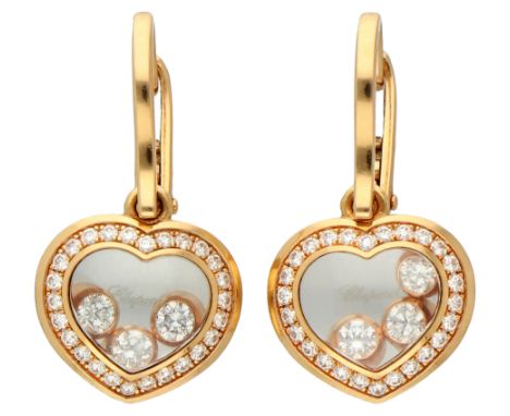 Chopard 18K rose gold Happy Diamonds earrings set with approx. 0.53 ct. diamond. Set with 58 brilliant cut diamonds of approx