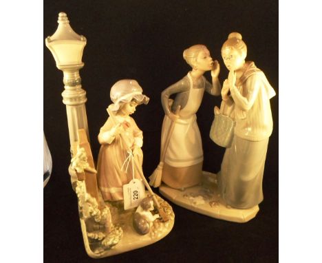 Two Lladro figure groups to include 'Fall Clean Up' number 5826 and 'The Gossips' number 4984