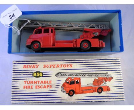 A Dinky Supertoys Turntable Fire Escape Vehicle (with no windows), numbered 956, in original box with internal packaging Cond