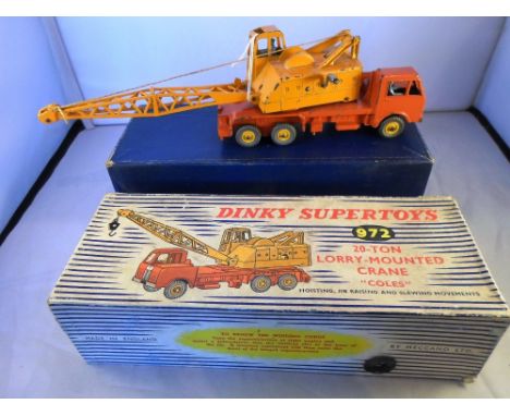 A Dinky Supertoys 20-Ton Lorry Mounted Crane, 'Coles', with hoisting, jib raising & slewing movements, numbered 972 in origin
