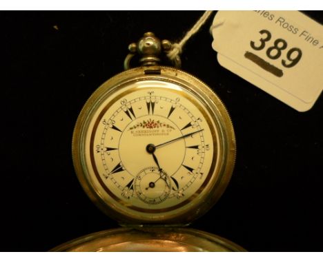 A full hunter cased watch, Swiss case & movement, the white enamel dial with subsidiary seconds at 6 o'clock. This watch was 
