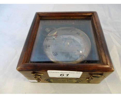 A Spencer & Co Map Reader compass, early 20th century, in a fitted, glazed wooden case, the compass 7.5cm diameter