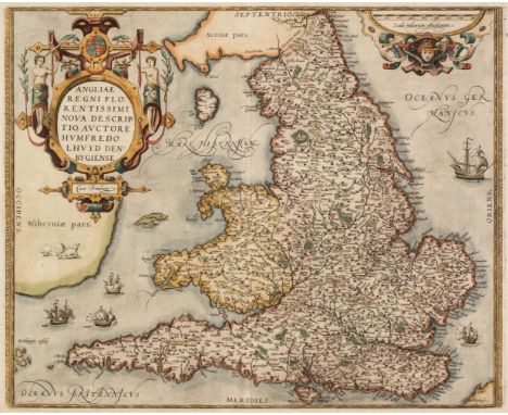 * England &amp; Wales. Ortelius (Abraham), Angliae Regni Florentissimi nova descriptio auctore Humfredo Lhuyd Denbygiense, An