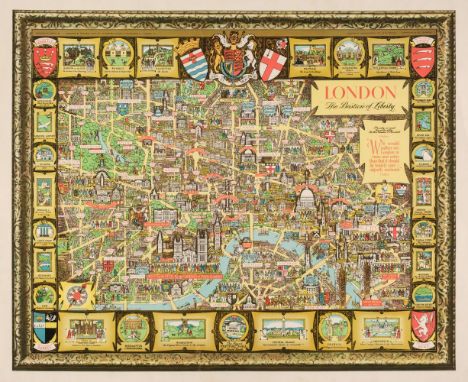 London. Lee (Kerry), London. The Bastion of Liberty, circa 1951, colour photolithographic pictorial map of London, very sligh