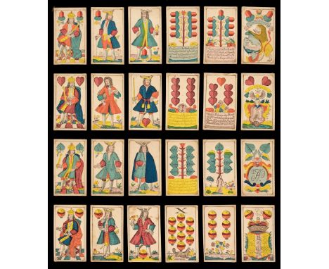 * German playing cards. Kavalierskarte, Braunschweig: Friedrich Bieweg und Sohn, circa 1840, a complete deck of 36 stencil-co