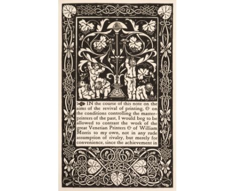 Vale Press. Ricketts (Charles). A Defence of the Revival of Printing, London: Printed at the Ballantyne Press for Hacon and R