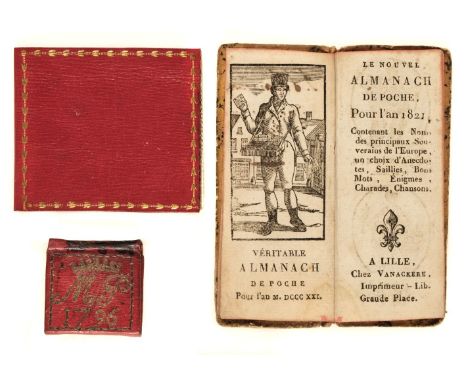 Miniature almanacks. Le Nouvel Almanach de Poche, pour l'an 1821, Lille: chez Vanackere, [1820], woodcut frontispiece depicti