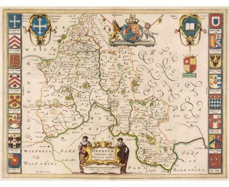 * Oxfordshire. Blaeu (Johannes), Oxonium Comitatus vulgo Oxford Shire, Amsterdam, circa 1646, engraved map with contemporary 