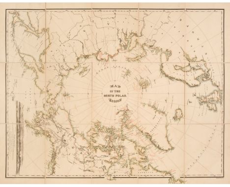 North Pole. Bauman (William). Map of the North Polar Region, circa 1876, colour lithographic map, sectionalised and laid on l