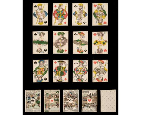 * German playing cards. Napoleon's Victories, Frankfurt: C.L. Wüst, circa 1840, a complete deck of 52 stencil coloured lithog