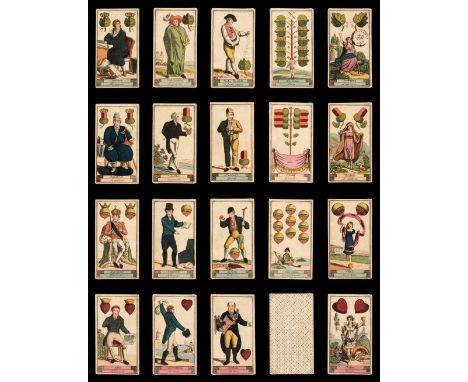 * German playing cards. Orakelkarte [Oracle Cards], [Nürnberg: Johann Ernst Backofen], circa 1817, a complete deck of 36 sten