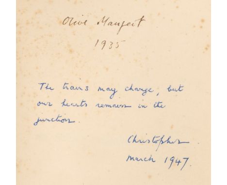 Isherwood (Christopher). Mr. Norris Changes Trains, 1st edition, London: Hogarth Press, 1935, half title, light spotting to f