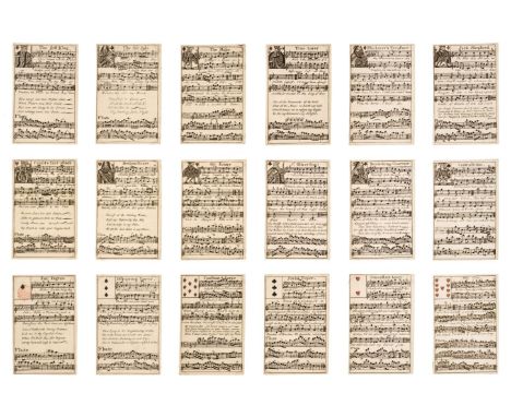 * Musical playing cards. Songs with flute accompaniment, [London], between 1724-1745, the complete deck of 52 uncoloured engr