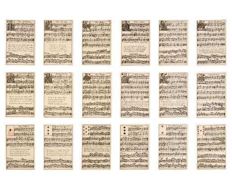 * Musical playing cards. Songs with flute accompaniment, [London], between 1724-1745, the complete deck of 52 uncoloured engr