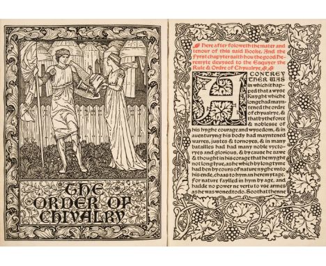 Kelmscott Press. The Order of Chivalry, Hammersmith: Kelmscott Press, [1893], wood-engraved frontispiece by Edward Burne-Jone