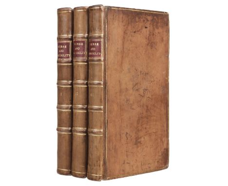 [Austen, Jane]. Sense and Sensibility: A Novel, 3 volumes, 1st edition, London: for the author by C. Roworth and published by