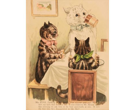 * Wain (Louis, 1860-1939). A group of 6 chromolithographic illustrations, early 20th century, each showing anthropomorphic ca