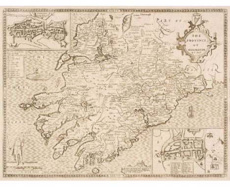 Ireland. Speed (John), The Province of Mounster, Thomas Bassett &amp; Richard Chiswell [1676], uncoloured engraved map, inset