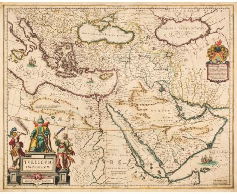 Turkish Empire. Blaeu (Willem &amp; Johannes), Turcicum Imperium, Amsterdam, circa 1650, hand-coloured engraved map, large de