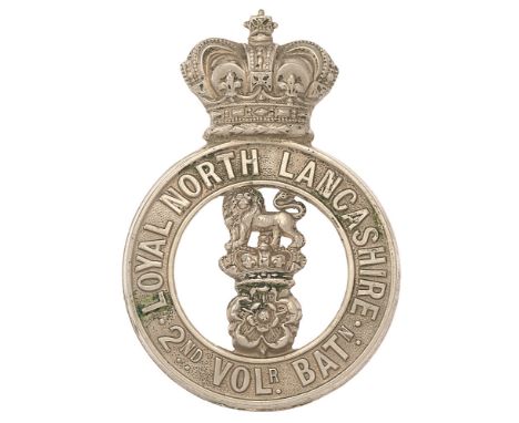 2nd VB Loyal North Lancashire Regiment Victorian glengarry badge c. 1882-96.  Good scarce die-stamped white metal crowned cir