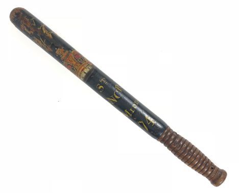 St. Pancras, Middlesex William IV Painted Police Constable Truncheon    A good example the body of the truncheon with a paint