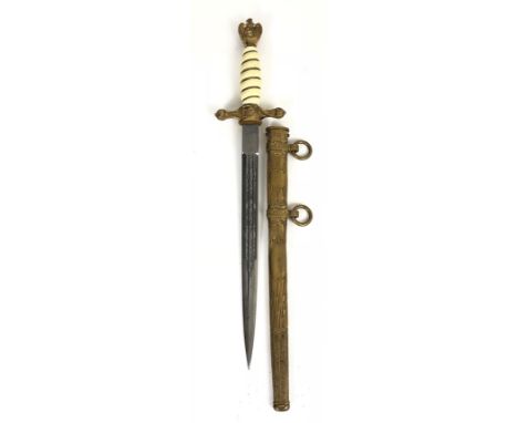 German Third Reich WW2 Kriegsmarine Naval Officer Dagger by Eickhorn, Solingen  Good scarce example, the fullered plated blad