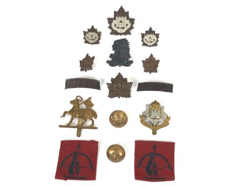 Canadian &amp; British WW1 &amp; WW2  insignia.  6th Western Canada bi-metal cap and pair of collars by Hicks, London ... 51s