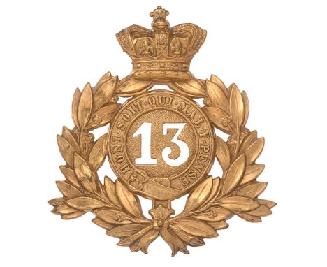 13th (1st Somersetshire) (Prince Albert's Regiment of Light Infantry) Victorian shako plate badge c. 1869-78.  Good scarce di