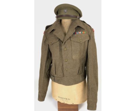 Coldstream Guards WW2 Officer's Cap and Battledress Blouse.  Attributed to Major H G Marsh 4th Bn Coldstream Guards. Battledr