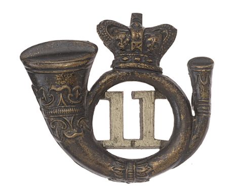 11th Perthshire Rifle Volunteer Corps Scottish forage cap badge c. 1860-68. A good rare die-stamped blackened brass crowned c