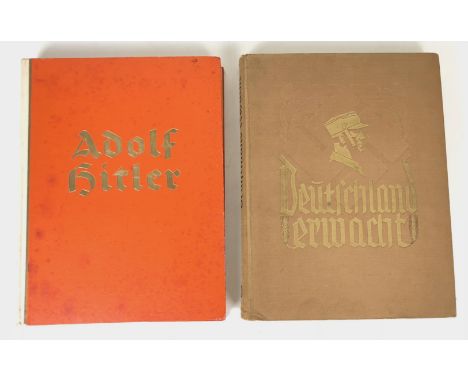 German Third Reich Adolf Hitler & Deutschland Erwacht Propaganda Books.  Two examples of the fund raising books, with numerou