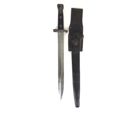 Volunteer Pattern  M1888 Lee Metford Bayonet with All Leather Scabbard.  A good and scarce example the Volunteer pattern with