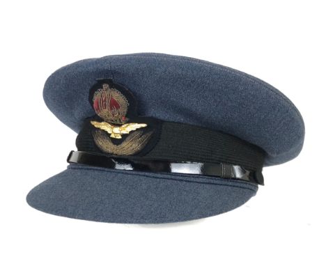 WW2 Period RAF Officer's Cap.  A good early WW2 example of the regulation pattern. Complete with bullion cap badge and leathe