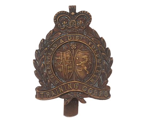 Birkenhead &amp; District Volunteer Training Corps WW1 VTC cap badge.  Good scarce die-cast bronze example.  Thos Fattorini  