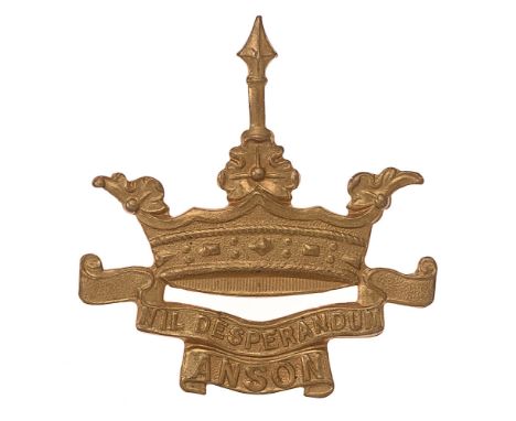 RND Anson Battalion Royal Naval Division RND cap badge c. 1916-18.  Good scarce die-stamped brass spear emerging from crown o