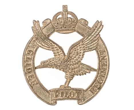 Glider Pilot Regiment Officer beret badge by Firmin, London.  Fine die-cast silvered eagle with upswept wings within crowned 