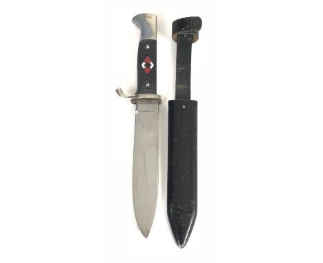 German Third Reich 1936 dated Hitler Youth Knife by scarce maker Gebr. Grafrath of Solingen.  Good scarce example, the plain 