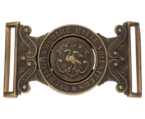 Buckinghamshire Rifle Volunteers waist belt clasp c. 1859-1908. by Hobson.  Good scarce die-cast blackened brass example by H