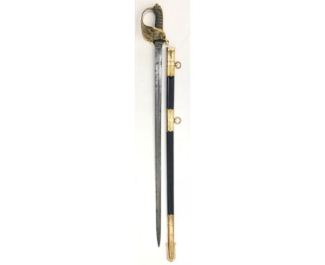 Victorian Royal Navy Warrant Officer's Presentation Sword.  A good scarce example, the blade etched with fouled anchor surmou