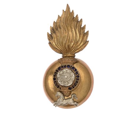 The Royal Fusiliers (City of London Regiment), Victorian Officer's glengarry grenade badge c. 1881-96.  Good scarce gilt flam