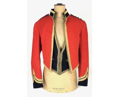 Victorian Colonel Staff Officer's Mess Uniform.  A scarce pre 1901 example. The shell jacket of scarlet cloth with dark blue 