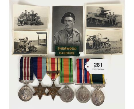 Sherwood Rangers Nottinghamshire Yeomanry WW2 Military Medal Group of 6 Medals. Awarded to Sergeant Ernest Thwaites MM a pre 