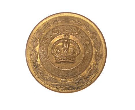 China. Newchwang Volunteer Corps button.  Good rare gilt brass example by A.M &amp; C, Paris complete with shank. Crown withi