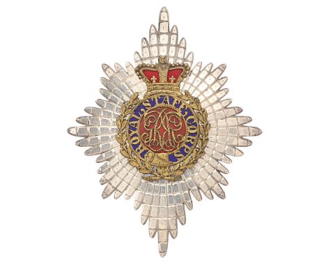 Royal Staff Corps Officer's Regency shako plate badge c. 1816-29.  Fine rare die-cast silver faceted star mounted with gilt c