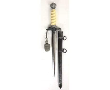 German Third Reich Luftwaffe 2nd pattern Officer's dagger and knot by Alexander Coppel GmbH (Alcoso), Solingen.  Good example