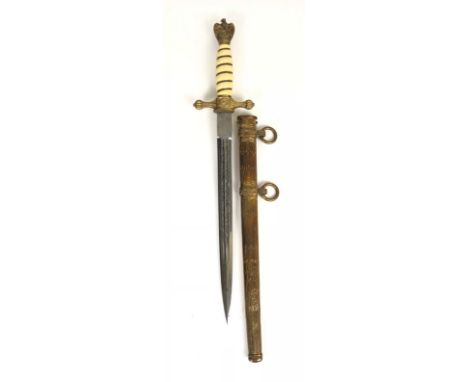 German Third Reich WW2 Kriegsmarine Naval Officer Dagger by Eickhorn, Solingen  Good scarce example, the fullered plated blad