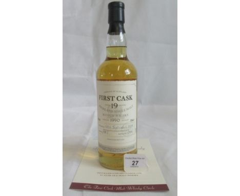 A bottle of 1990 First Cask Dalmore Highland Single Malt Scotch Whisky.