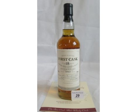 A bottle of 1990 First Cask Ben Nevis Highland Single Malt Scotch Whisky.