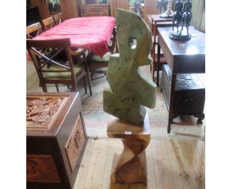 Brighton Sango (1958-1995).  Tall figure, a stylized figure in green serpentine, 73cm high. Condition Report: This item came 